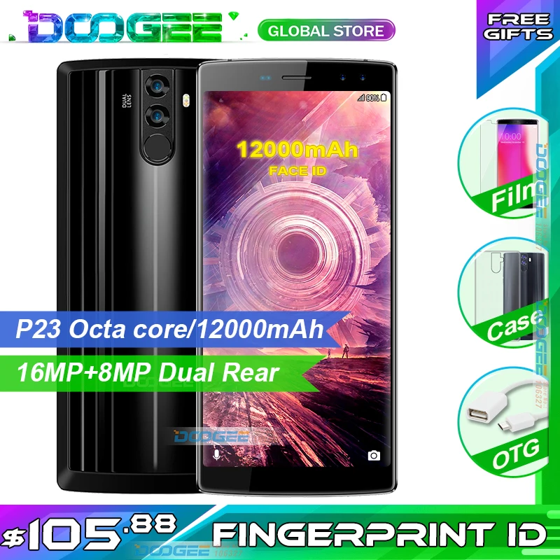 Быстрая доставка на смартфон DOOGEE BL12000 12000 мАч 4 ГБ 32 6 0 inch18: 9 FHD + 16 МП камеры Android 7