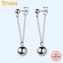 Trustdavis 925 пробы Серебряная цепочка гладкая поверхность бусины Серьги гвоздики для женщин девочек дети серебро 925 ювелирные изделия подарок DT54