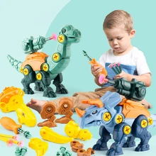 Dzieci dinozaur fajne zabawki dla chłopców zestaw edukacyjny projektant Montessori nakrętka śruby połączenie montaż DIY zabawki dla dzieci prezent tanie tanio CN (pochodzenie) MATERNITY 4-6y 7-12y 12 + y 18 + Z tworzywa sztucznego NO Swallow Zwierzęta i Natura Do jazdy Fantasy i sci-fi