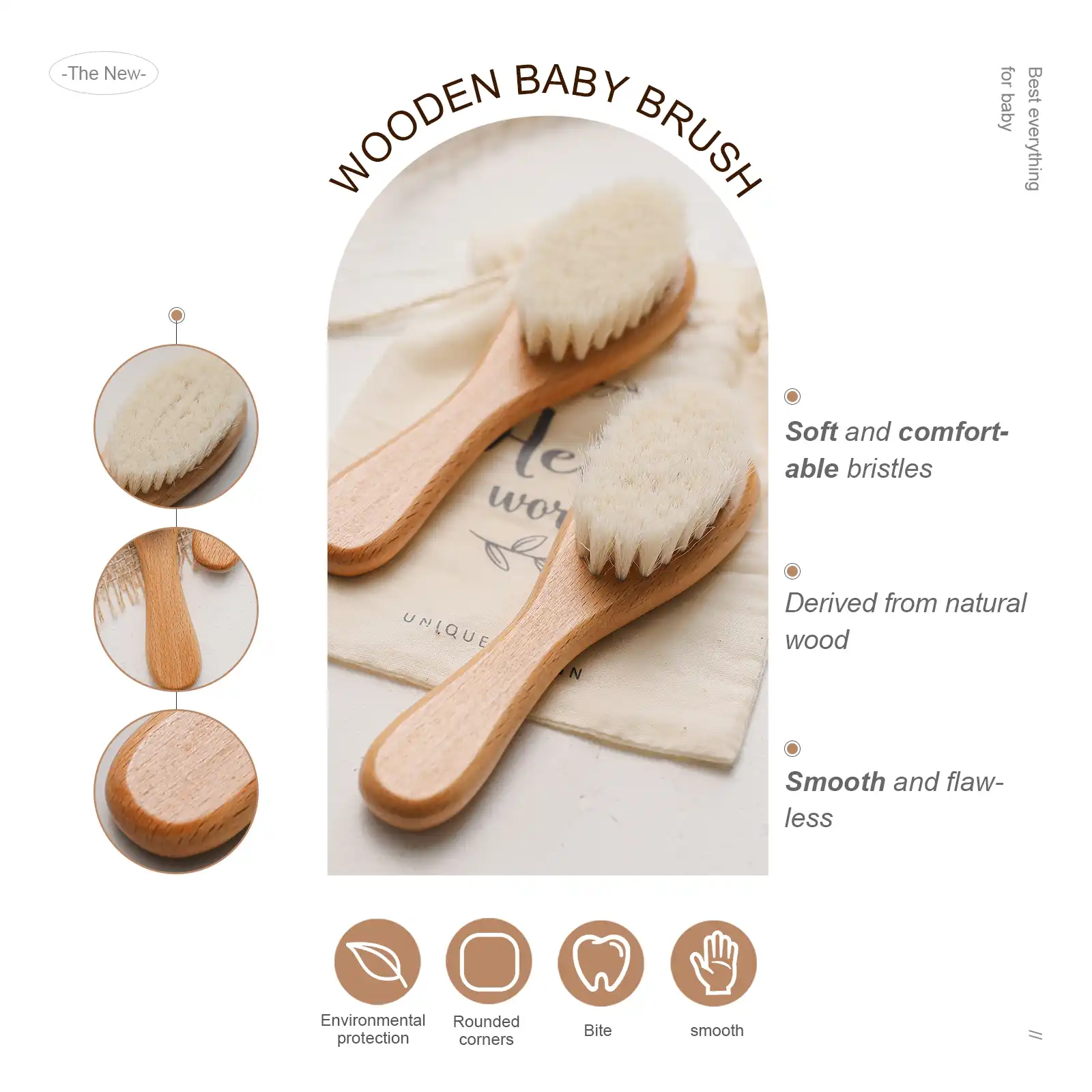 Peigne Personnalise Pour Bebe Fille Soins Pour Bebe Brosse A Cheveux En Laine Naturelle Pure Peigne En Bois Masseur Pour Nouveau Ne Bricolage Cadeau Avec Emballage Aliexpress