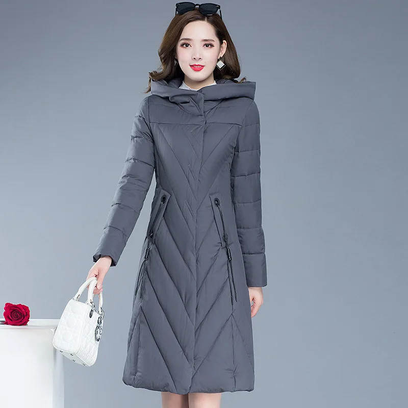

Long Slimming Fashion Warm Cotton Coat 2019 Winter New Style Korean-style Long Sleeve Hooded Commuting Versatile Simple Cotton-p