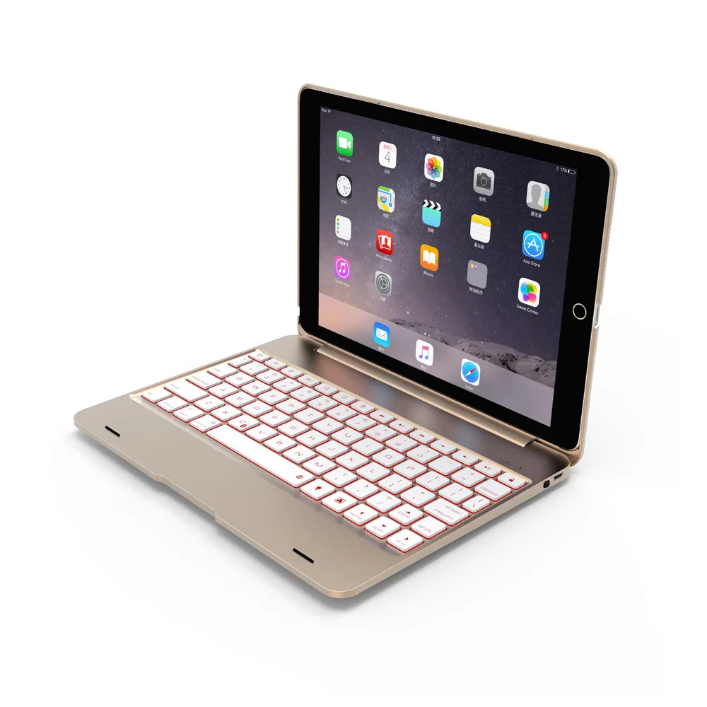 

Factory Direct Selling Colorful Backlight IPadair2 & Amp; Pro Bluetooth Keyboard Laptop Flip Protective Case Keyboard