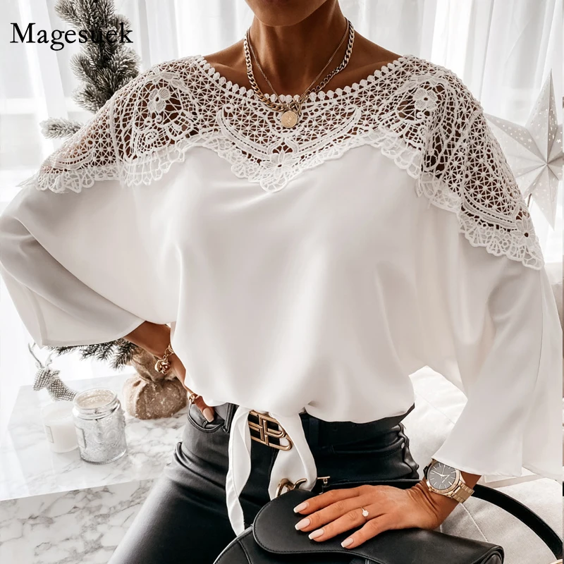 Vintage Lace Stitching Elegant Blouses 