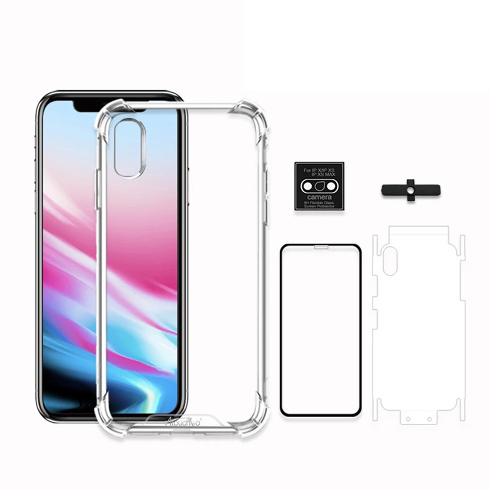 5 в 1 защитный чехол для телефона комплект iPhone 11 Pro X XS MAX XR 7 8 Plus Передняя Задняя