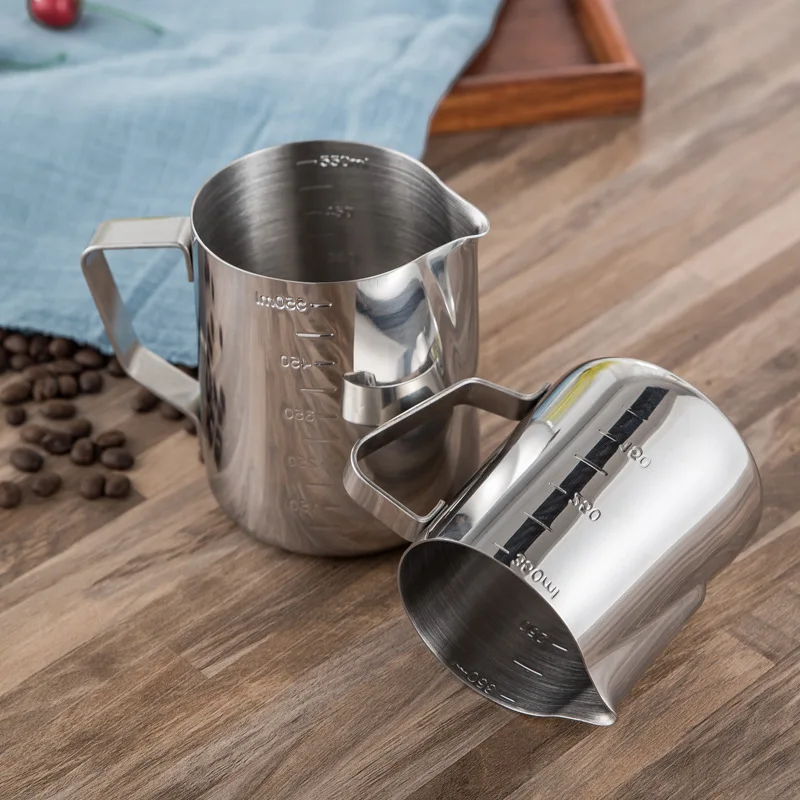 

Barista Milk Pitcher 300L/600L/900L with Scale Frothing Pitcher Pull Flower Cup Coffee Milk Mugs Coffee Espresso Cup
