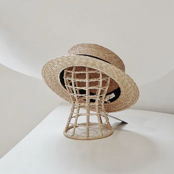 

Rattan Hat Holder Storage Rack Home Room Office Accessories Cap Organizer Plants Pot Racks Handmade Nordic Table Display Shelf