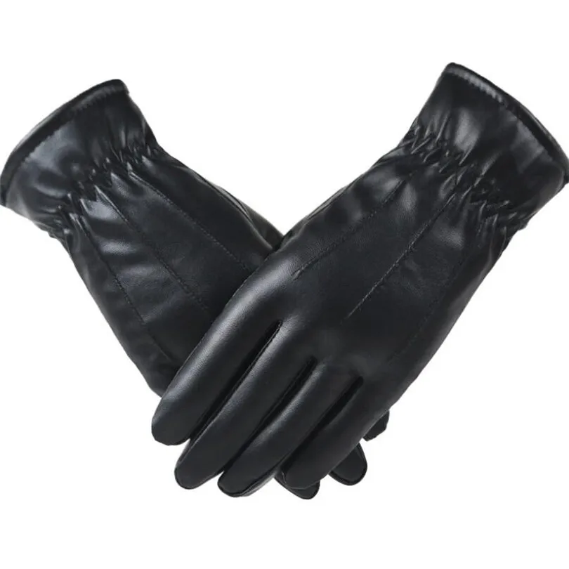 YRRETY, унисекс, черные перчатки из искусственной кожи на палец, одноцветные, для женщин, для вождения, для мужчин и женщин, модные, зимние, мужские, женские, теплые перчатки