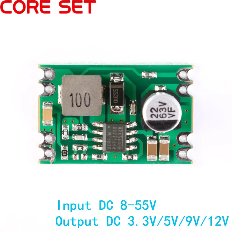 

DC DC Step Down Power Supply Module Buck Regulated Board 2A Input 8-55V Output 3.3V/5V/9V/12V A04 Electronic DIY PCB