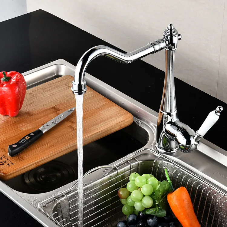 touchless kitchen faucet Brass Faucet Kitchen Deck Mounted Faucet Black Home Improvement For Kitchen Classtic Retro Kitchen Mixer Water Tap Single Handle stainless steel kitchen sink Kitchen Fixtures