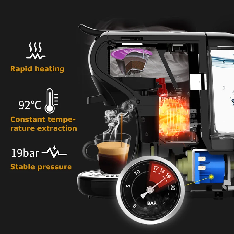 HiBREW 19 бар 3 в 1 многофункциональная Капсульная кофемашина для эспрессо Dolce gusto