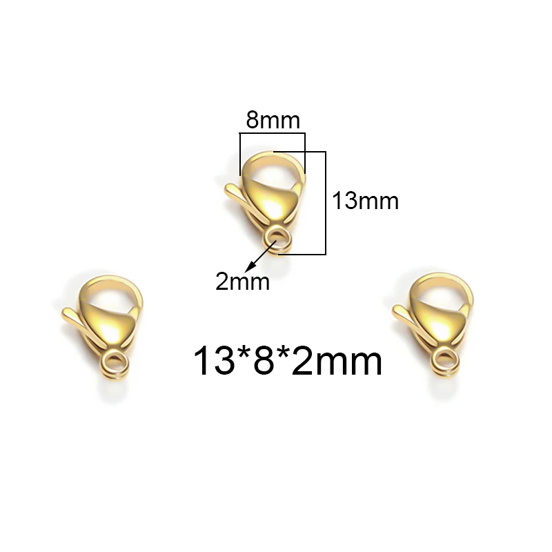 13mm Semitree 25 шт. Нержавеющая сталь золотистый и черный карабины бижутерии, материал для рукоделия Цепочки и ожерелья Аксессуары для изготовления браслетов 9/10/12/15 мм - Цвет: 13mm