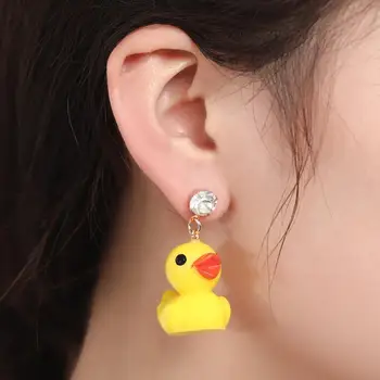 

Fashion Rubber Duck Earrings Yellow Duck Small Earrings for Women Girl Adorkable Animal Ear Clip Eardrop a Birthday Gift Jewelry