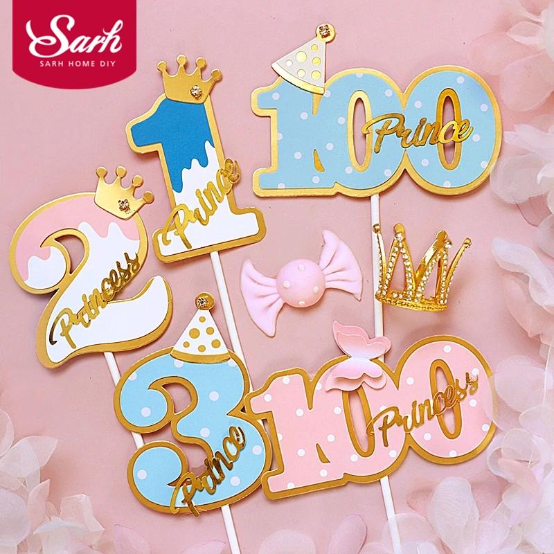 Couronne Papillon Nouveau Ne Bebe 1st 2st 3st 100 Jours Joyeux Anniversaire Gateau Topper Kid Fete Fournitures Cadeaux D Amour Bleu Aliexpress