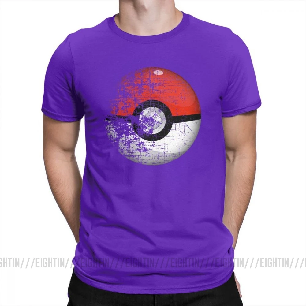 Красные футболки для отдыха с принтом «Pokemon Go», мужские топы с короткими рукавами, новые футболки из чистого хлопка с круглым вырезом - Цвет: Фиолетовый