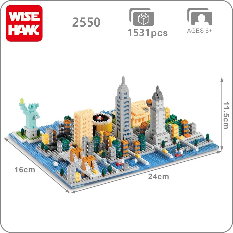

Weagle 2550 New York City Architecture Statue of Liberty Empire State Building 3D Model DIY Diamond Mini Small Blocks Toy no Box