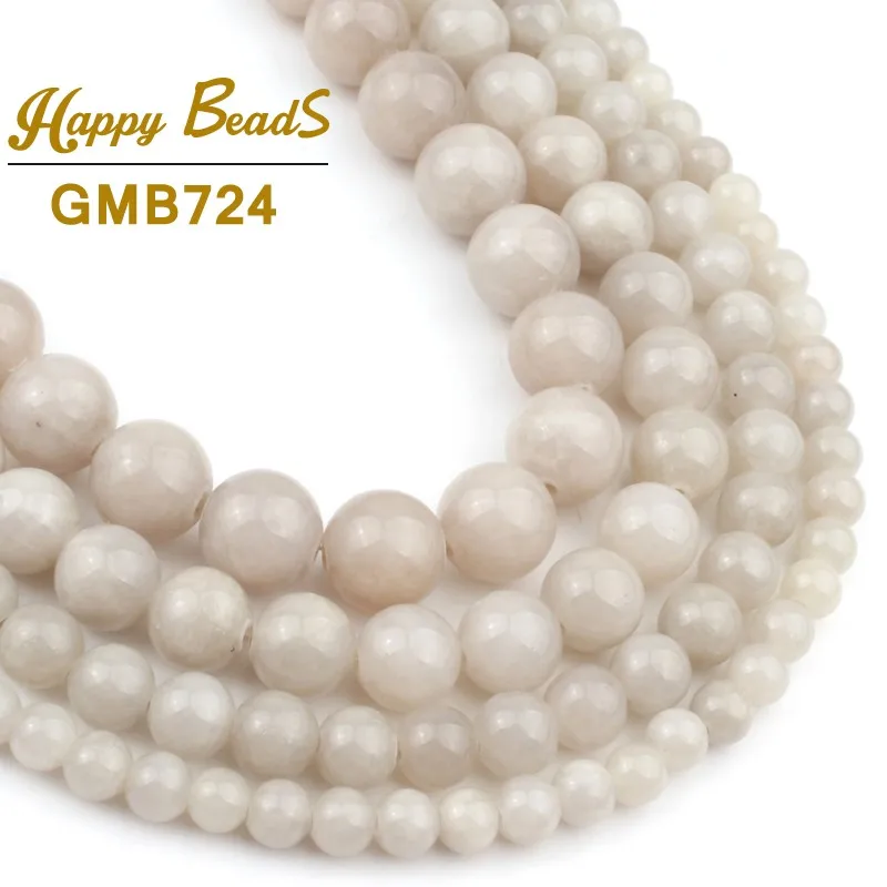 

Natural Stone Beige Grey Jades Round Loose Spacer Beads For Jewelry Making Diy Charms Bracelet Accessories 6/8/10/12mm 15"Inches