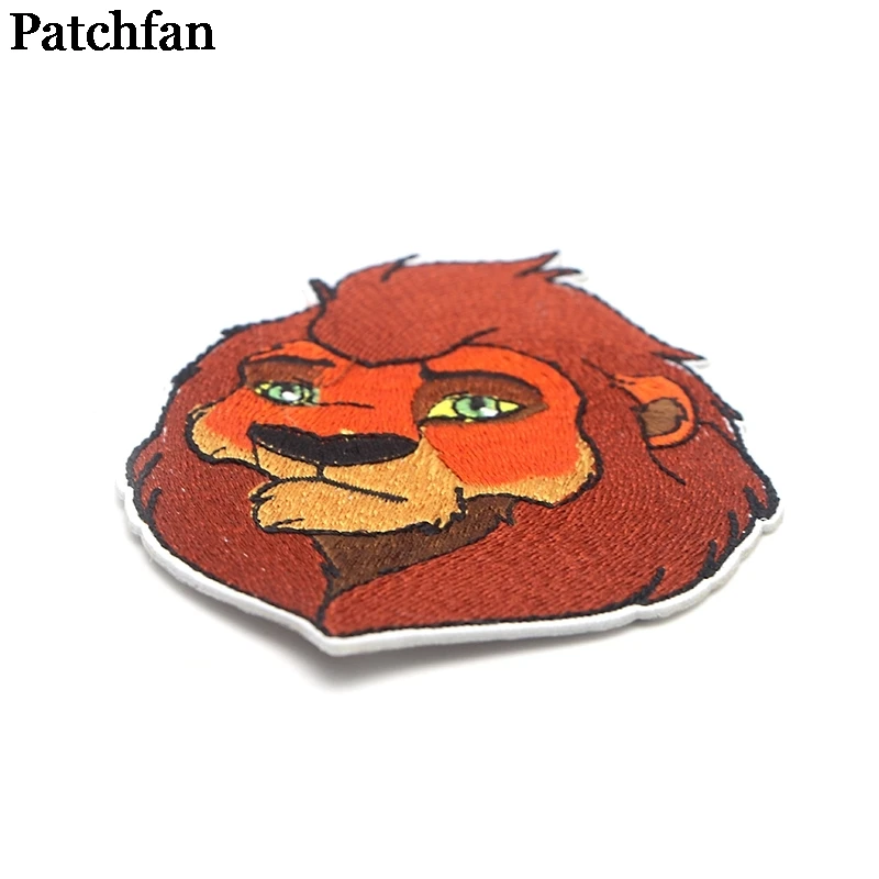 20 шт./партия, Patchfan, Лев, король, мультфильм, железные нашивки, одежда, вышитые аксессуары для лоскутного шитья индивидуальные нашивки,, A2312