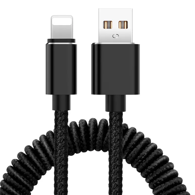 

USB C 8 Pin Cable Retractable Spring Cable For iPhone X XS Max XR 8 7 Plus Micro USB Fast Charging Charger Cable Wire Data Cord