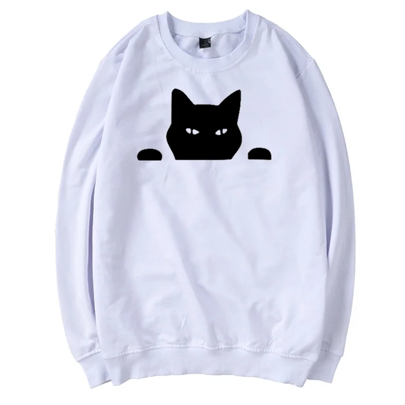 Cat Is Peeking толстовка с рисунком для женщин длинным рукавом Осень минимализм