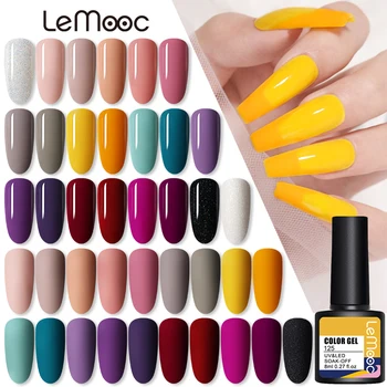 

LEMOOC 8ML Gel Nail Polish Autumn Winter Series Yellow Purple Nail Color Soak Off UV LED Nail Gel Varnish Nail Art 136 Colors