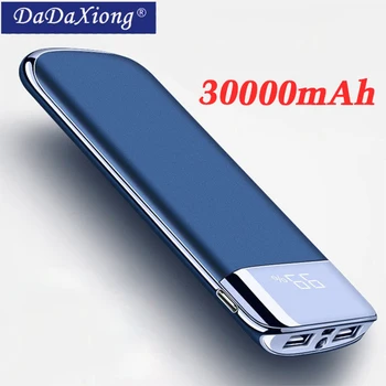 

For Xiaomi MI iphone X Note 8 30000mah Power Bank External Battery PoverBank 2 USB LED Powerbank Portable Mobile phone Charger