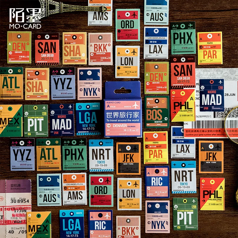 

46 Pcs/Pack Vintage Traveler Stickers Set Retro Country Area Traveling Label Souvenir Adhesive Decorate Journal Planner Supplies