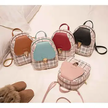 

Ladies printed Scottish plaid lock small backpack 2020 new mobile phone bag backpack