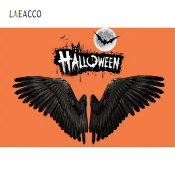 

Laeacco Vinyl Backdrop Photography Happy Halloween Party Angel Wings Party Baby Child Portrait Photo Background For Photo Studio