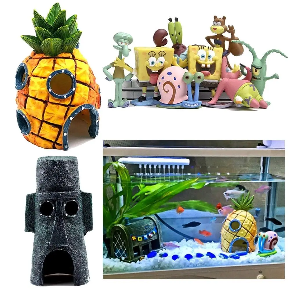 

SpongeBob Model Aquarium Landscaping Ornament Fish Tank Decor Kids Gifts