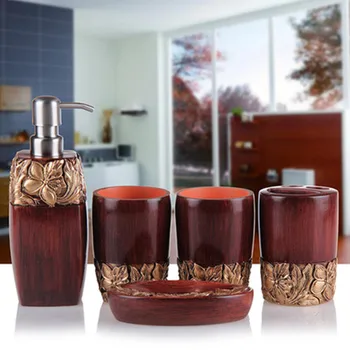 

Retro Men's Wash Set Resin Bathroom Accessories Set Toothbrush Holder Sanitary Five-Piece Lovers Mouth Cup