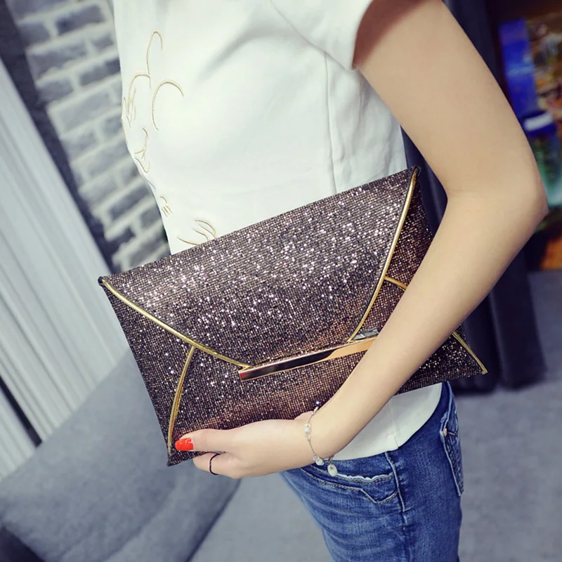 

SHUJIN Women Evening Bag Pouch Sequins Envelope Black Handbag Sparkling Party Bag Solid Wedding Day Clutches Gold Purses 2019