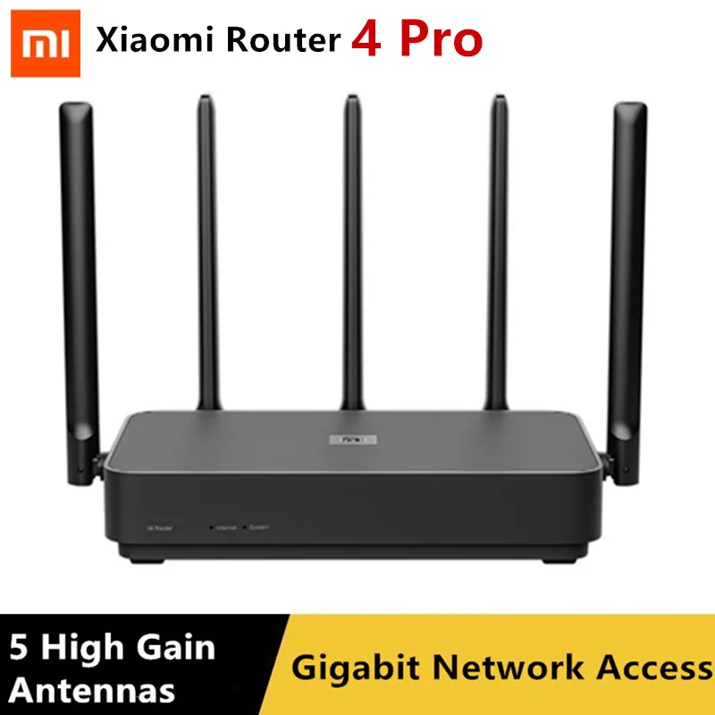 Xiaomi routeur 4 Pro Gigabit 2.4G/5.0GHz double bande 1317Mbps WiFi répéteur 128 mo 5 antennes à Gain élevé plus large IPv6 routeur sans fil