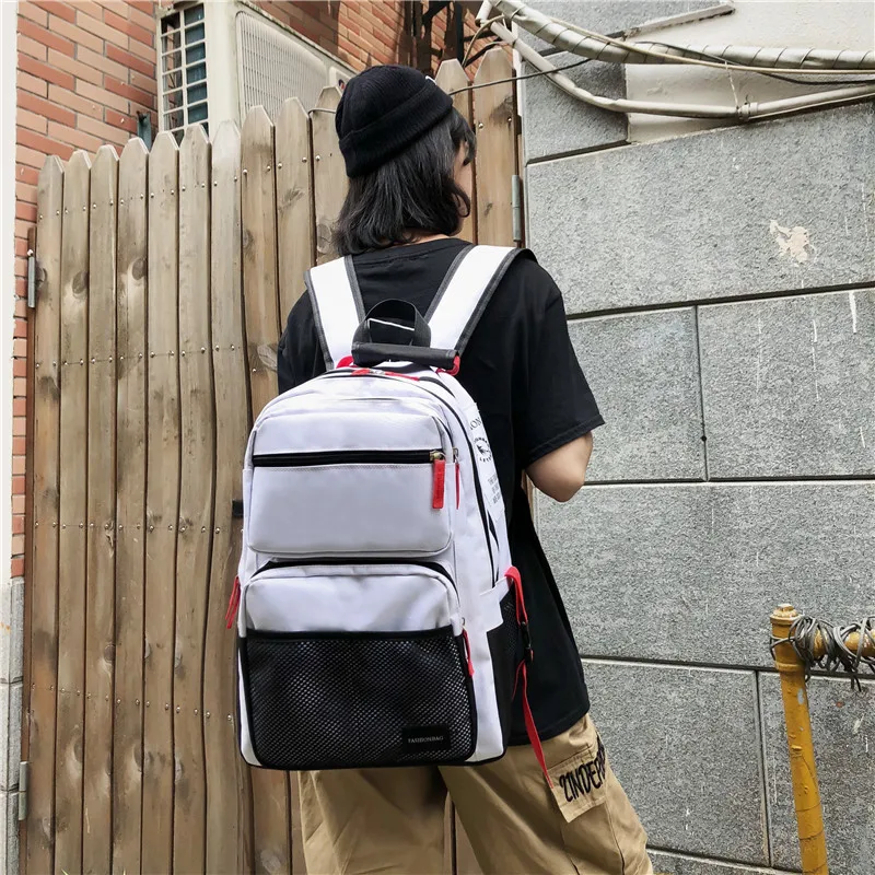 

Shoulder bag BF wind street Korean version of large capacity couple backpack multi-layer travel backpack computer schoolbag