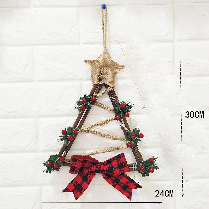 

Christmas Wreath With Battery Powered LED Light String Front Door Hanging Garland Holiday Home Decorations