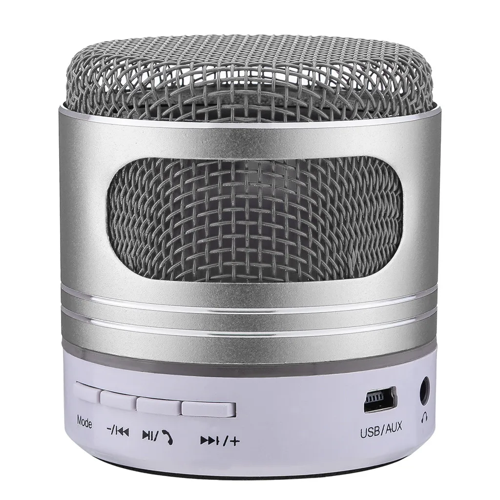 Silver Мини Bluetooth динамик USB светодиодный беспроводной портативный музыкальный сабвуфер маленький# T2 - Цвет: Silver