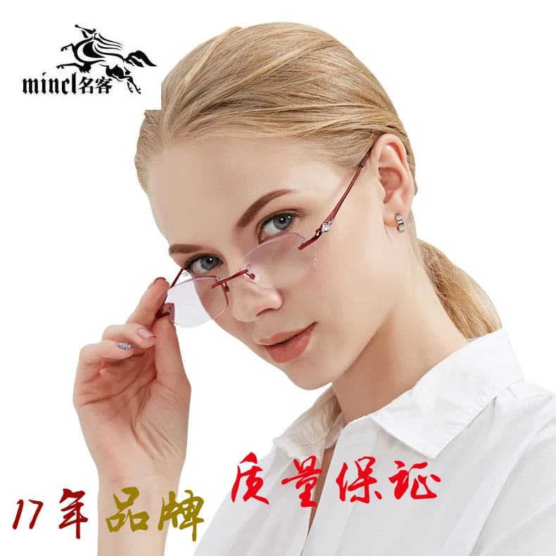 Новые бескаркасные очки для чтения для женщин модные алмазные очки для дальнозоркости женские очки+ 2,0 с коробкой NX