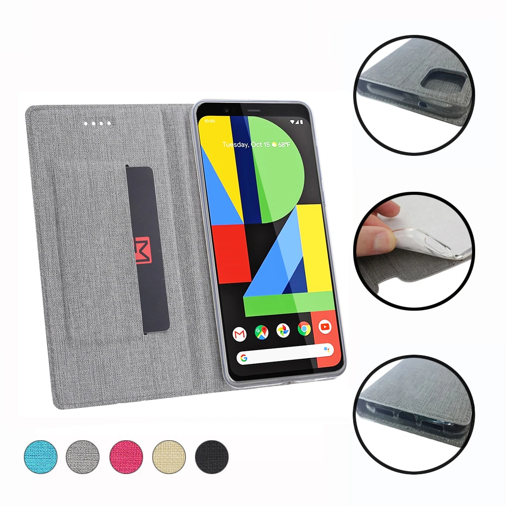 Vintage Cloth Flip Cover For Google Pixel 4 XL Popular Card Pocket Stand Holder Magnet Wallet Cover for Google Pixel4 XL Case