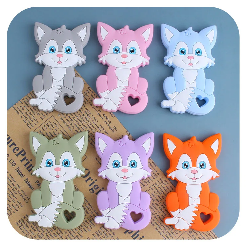Kissteether Personalized Name Handmade Pacifier Clips Holder Chain Silicone Pacifier Chains Set Civet Cat Baby Teether Chain