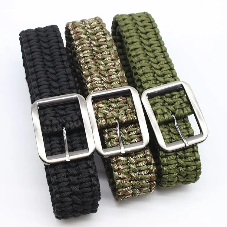 Outdoor Survival Paracord Belt 550 paracorde 4mm Utility Belt Milspec Cord Solid with Steel Buckle camping hiking clmbing 1.2m