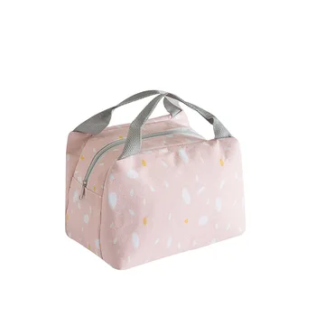 

With Handle Cooler Insulated Big Tote Lunch Bag Storage Cotton Linen Carry Fashion Wear Resistant Women Zipper Picnic
