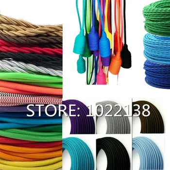 

2x0.75 Vintage Electrical rope Wire Twisted Cable Retro Braided Fabric Wire DIY led pendant lamp wire vintage lamp cord