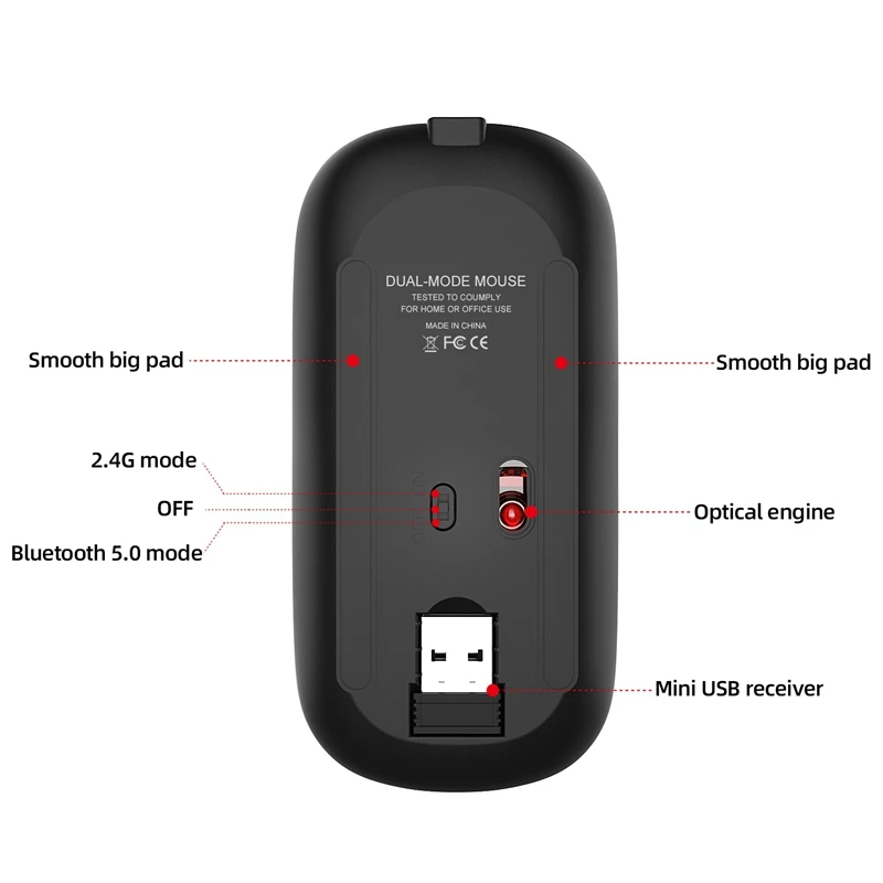 Беспроводная мышь, компьютерная Bluetooth мышь, бесшумная компьютерная мышь, перезаряжаемая эргономичная мышь, 2,4 ГГц, USB, оптическая мышь для ноутбука, ПК