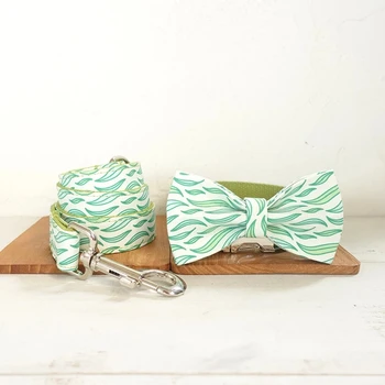 

Personalized Green Leaf Dog Collar Traction Rope Chest Strap,Custom Dog Tag With Card ID,Will Not Dose Dog,Used For Dog Cecklace