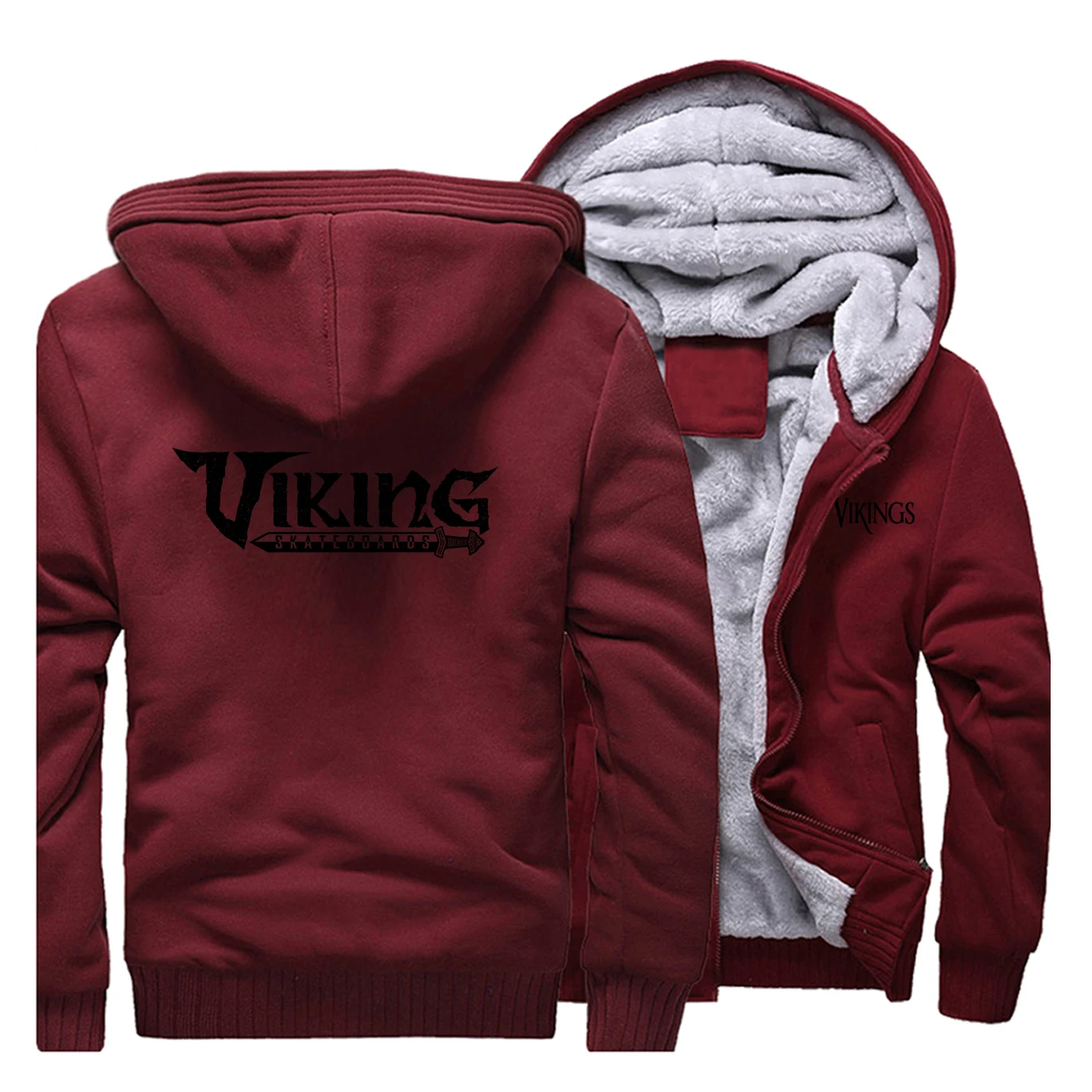 Зимняя плотная мужская куртка с рисунком викингов, Мужская одежда, повседневная мотоциклетная уличная одежда, толстовки для мужчин, новые брендовые Утепленные Пальто - Цвет: Wine Red 5