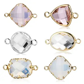 

3pcs/lot Fabulous Round Oblong Oval Crystal Stone Charm Connectors Wholesale DIY Connector Fashiong Jewelry Making Charms