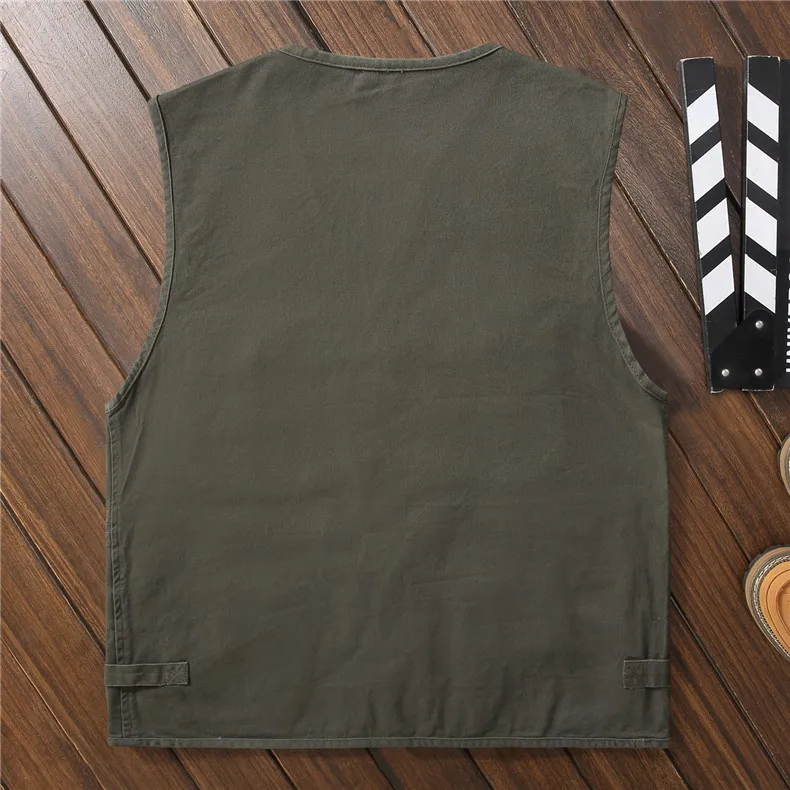 Pure Cotton Multi-pockets Middle-aged Daddy Clothes Waistcoat Casual Fishing Photography Vest MEN'S Vest plus Hypertrophy