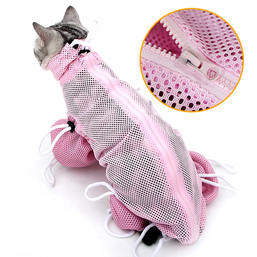 Mesh Cat Bathing Bag Cats Grooming Washing Bag Cat Bath Shower Clean Bag For Nail Trimming Injecting Anti Scratch Bite Restraint Mesh Cat Bathing Bag Cats Grooming Washing Bag Cat Bath Shower Clean Bag For Nail Trimming Injecting Anti Scratch Bite Restraint