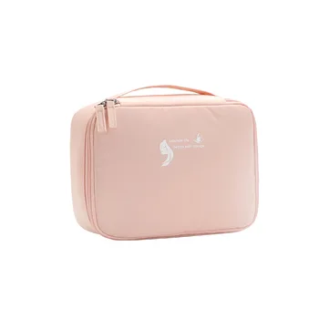 

Portable fashion nylon travel makeup organizer handle large capacity cosmetic storage bag brush lipstick nail polish holder
