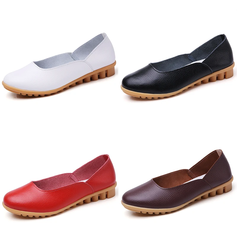 2019 весенняя женская обувь на плоской подошве натуральная кожа Слипоны для мам