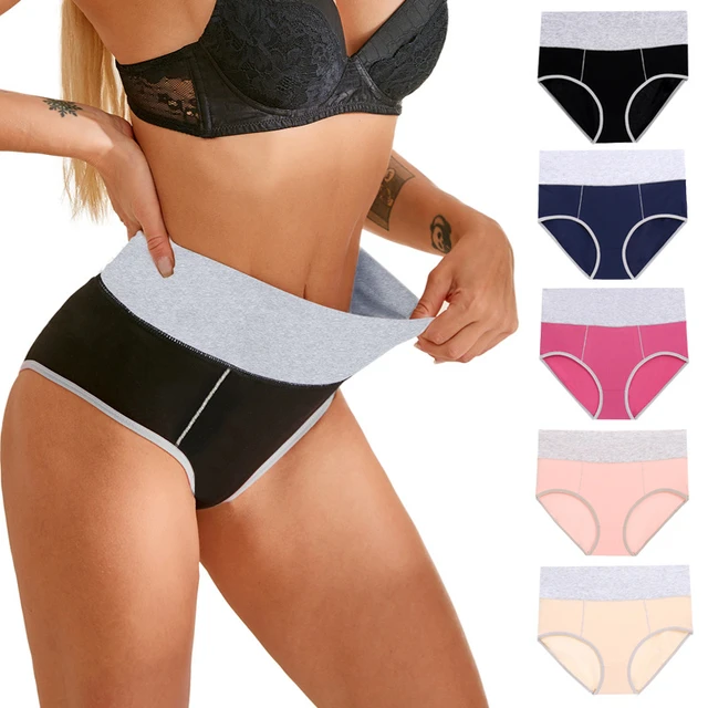 Abdomen High Waist Ladies Cotton Panties Sexy Bondage Sports Briefs  Breathable Women Underwear Plus Size XS-5XL Free Shipping